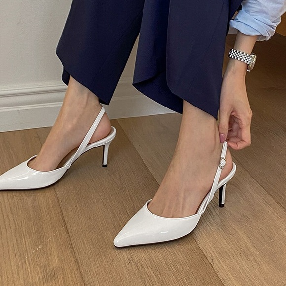 SAPPUN Twili Enamel Slingback Heel (WHITE) - Picture 2 of 15